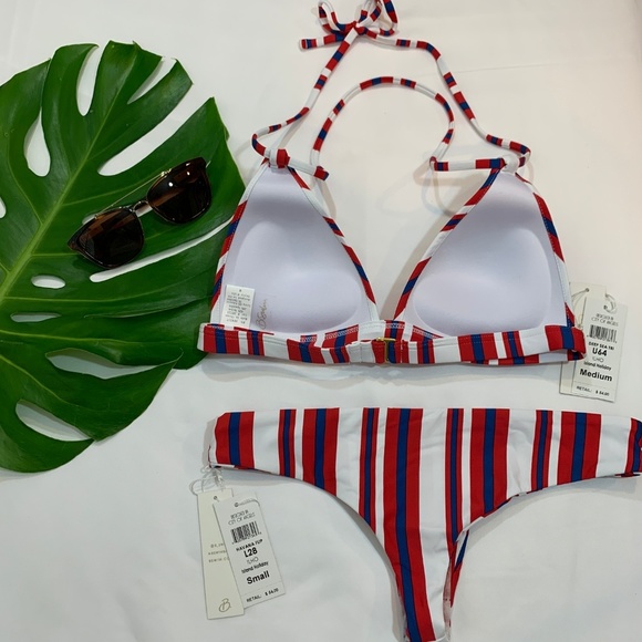 NWT B. Swim Stripe Pushup Bikini Top Brazilian Bottom [ 2 Piece Set] Summer SEXY - Picture 2 of 8